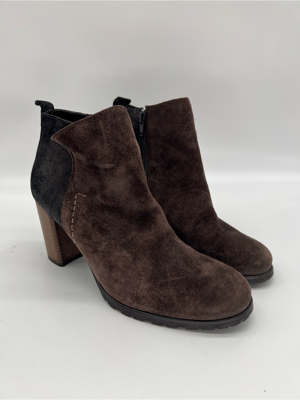 Paul Green Women's Brown Suede Ankle Boot with Block Heel